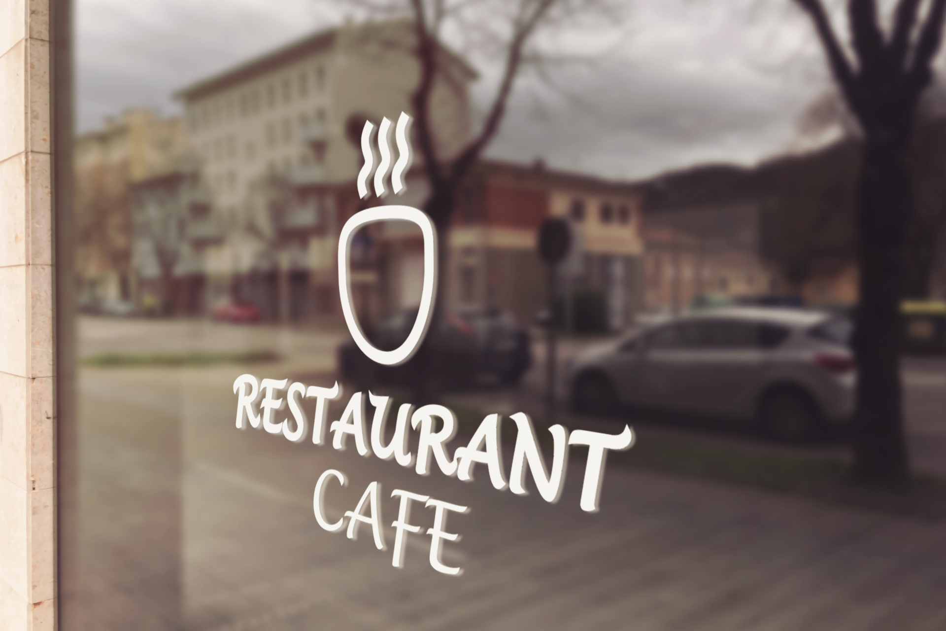 wizualizacja biale logo restauracja