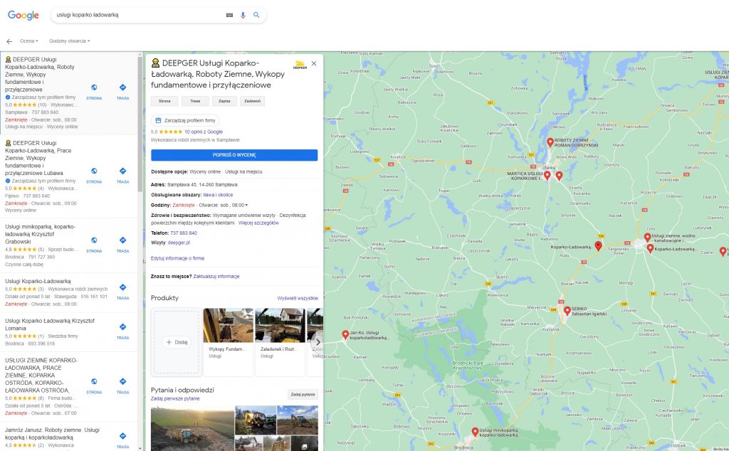 wizytowka google maps