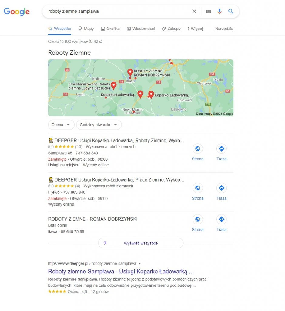 wizytowki google mapy